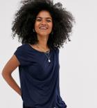 New Look Maternity Nursing Wrap Top In Navy - White
