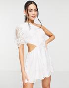 John Zack One Arm Lace Romper In White