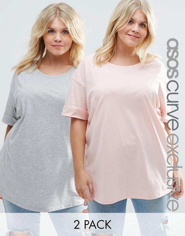 Asos Curve 2 Pack Oversized T-shirt - Multi