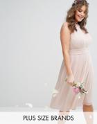 Tfnc Plus Wedding High Neck Pleated Midi Dress - Pink