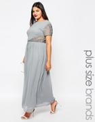 Lovedrobe Plus Maxi Dress With Embellished Detail - Gray