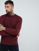 River Island Textured Sweater In Red Marl - Red
