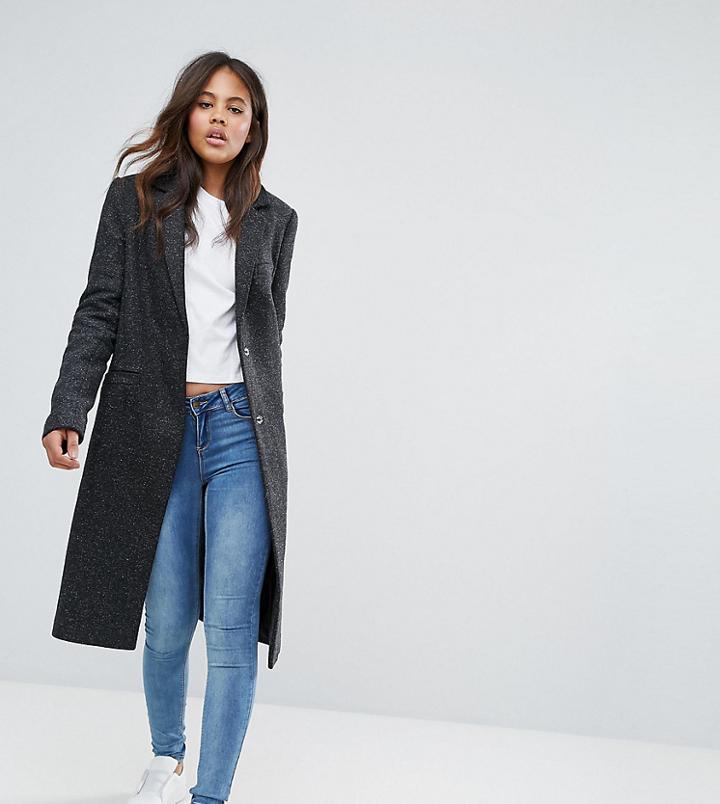 Asos Tall Slim Coat In Wool Blend - Gray