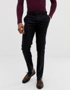 Harry Brown Deep Bordeaux Check Skinny Fit Suit Pants - Blue