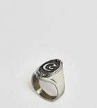 Regal Rose Gothic Framed C Initial Ring - Silver