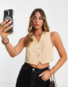 River Island Cropped Vest In Beige - Part Of A Set-neutral
