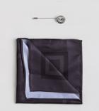 Religion Tie Pin & Pocket Square Set In All Over Print - Black