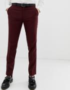 Asos Design Skinny Smart Pants In Burgundy - Red