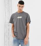 Crooked Tongues Oversized T-shirt In Charcoal With Logo - Black
