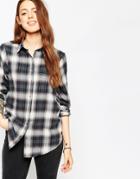 Asos Boyfriend Shirt In Gray Check - Multi