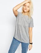 Asos T-shirt In Swing Shape With Clean Polka Dot - Gray Marl