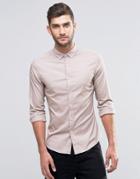 Asos Long Sleeve Skinny Fit Shirt In Pink - Dusty Pink Sphynx
