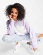 Asos Design Sweater With Daisy Pattern In Lilac-blues