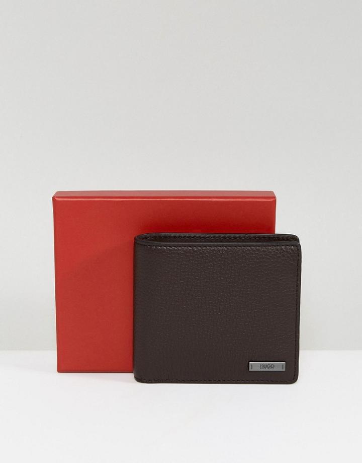 Hugo Element Natural Grain Leather Wallet In Brown - Brown