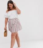 Asos Design Curve Stripe Mini Skirt With Bask Hem - Multi