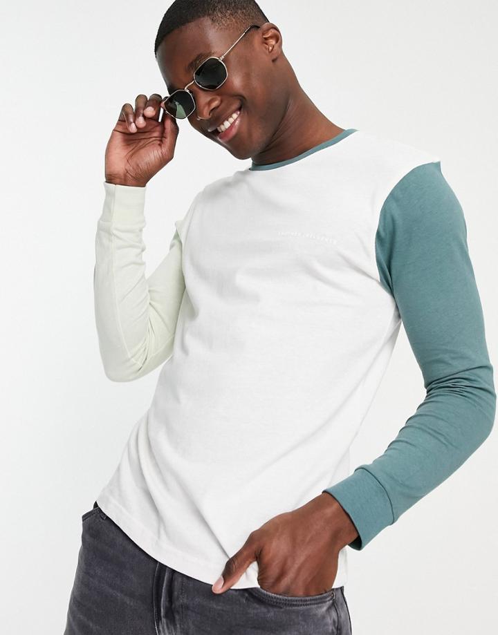 Another Influence Color Block Long Sleeve T-shirt In White