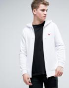 Asos Zip Up Hoodie In White With Logo - White