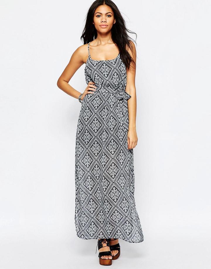Brave Soul Printed Cami Maxi Dress - Navy