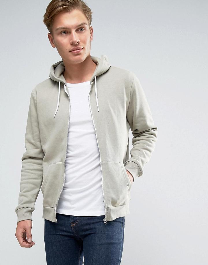 New Look Zip Through Hoodie In Light Green - Green