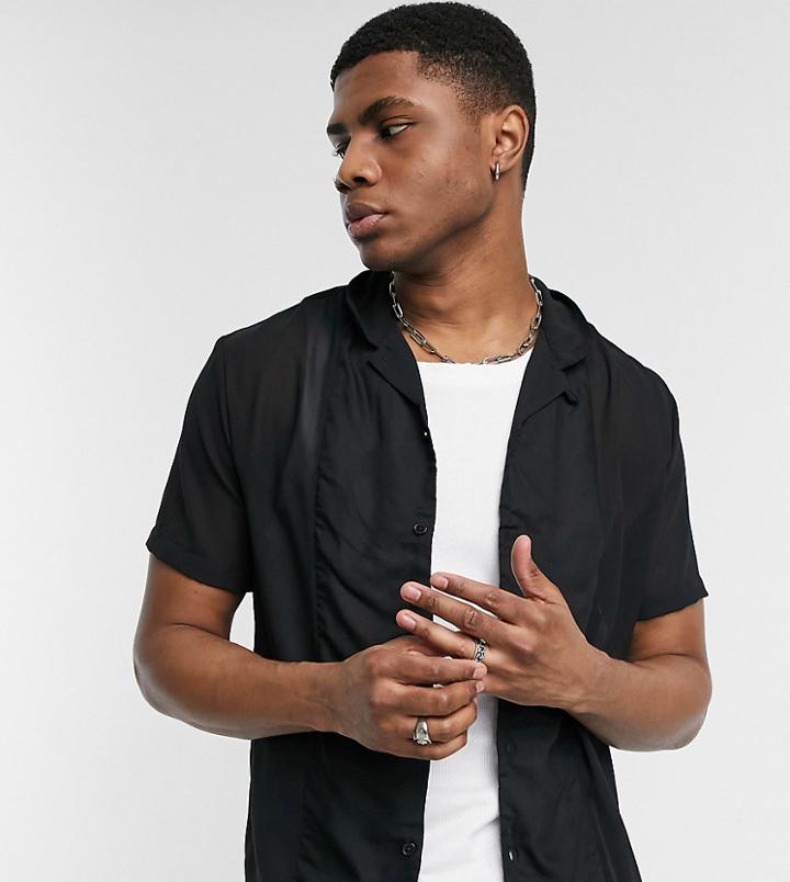 Reclaimed Vintage Inspired Sheer Revere Shirt-black