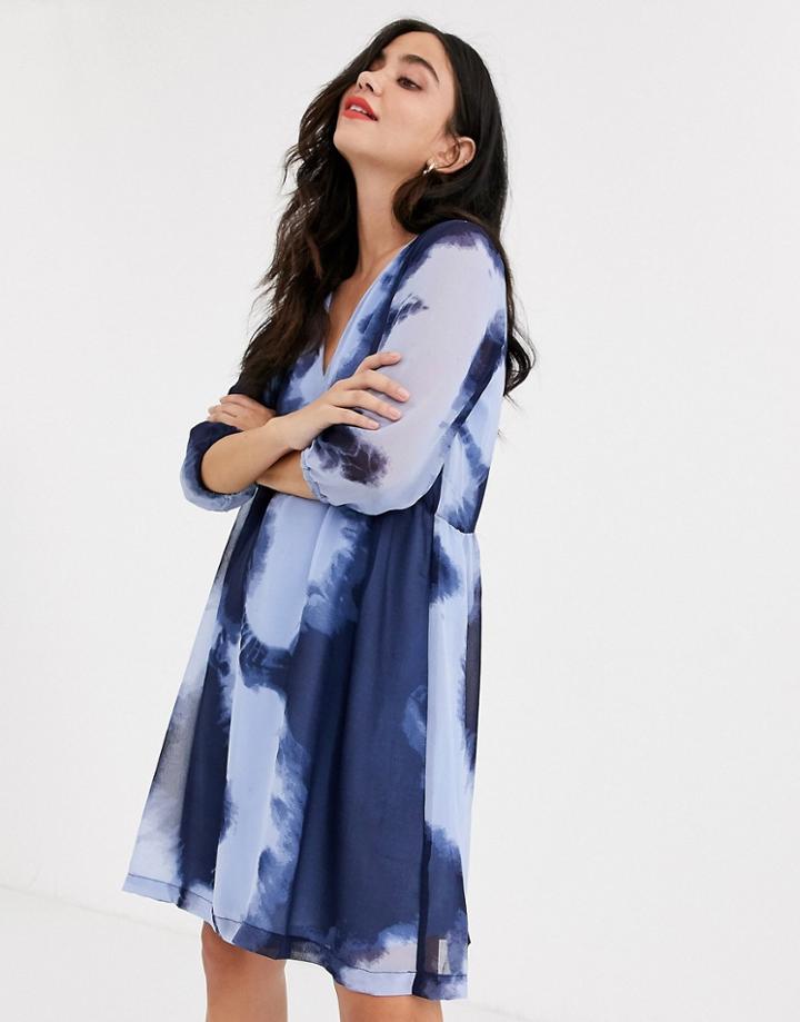 Jdy Roxanne 3/4 Sleeve Tie Die Floaty Dress-black