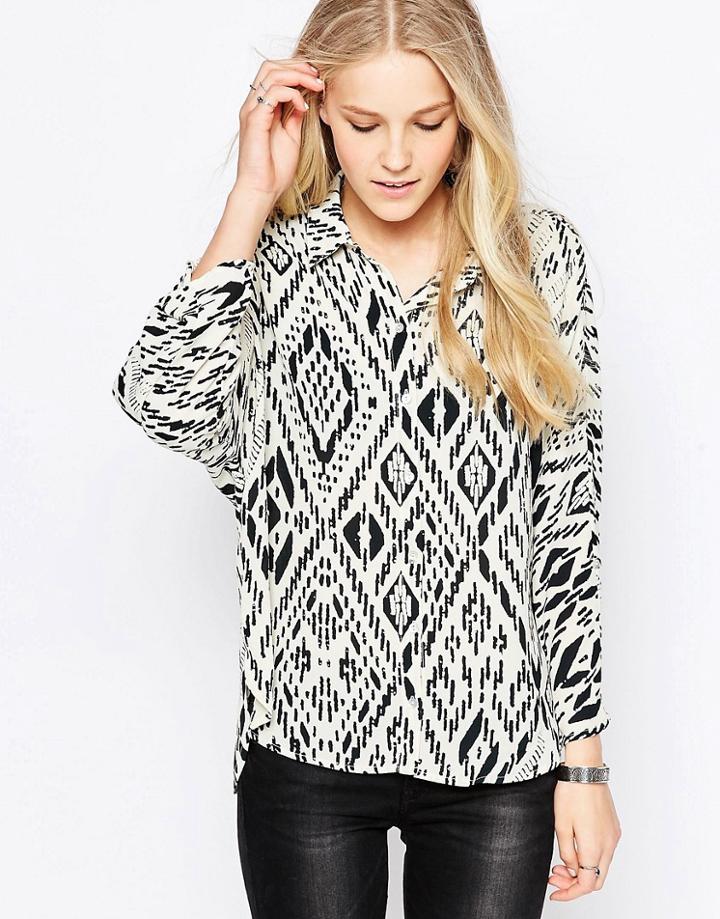 Only Geo-tribal Print Shirt - White