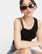Mango Asymetric Strappy Tank In Black