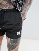 Good For Nothing Swim Shorts In Black With Side Stripe - Black