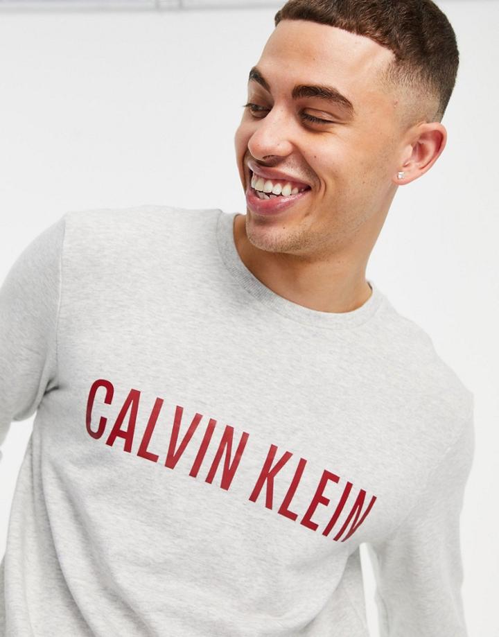 Calvin Klein Logo Sweatshirt In Heather Gray-grey