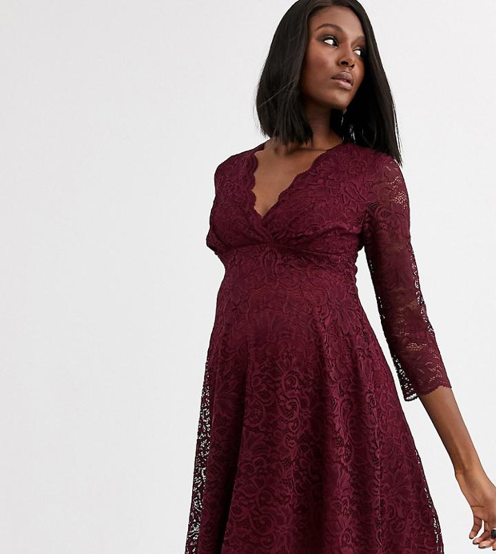 Blume Maternity Exclusive Lace Skater Dress In Wine