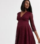 Blume Maternity Exclusive Lace Skater Dress In Wine