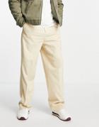 Asos Design Wide Leg Suit Pants In Camel Micro Texture-neutral