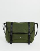 Farah Nylon Messenger Bag In Khaki - Green