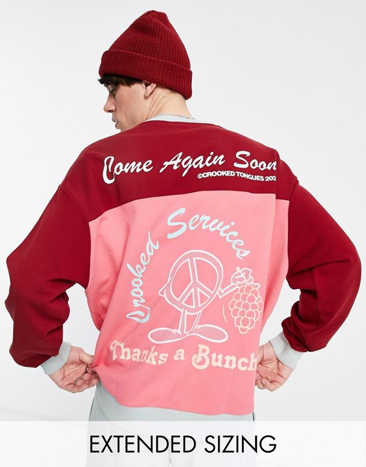 Crooked Tongues Sweatshirt With Cut And Sew Colo R Block With Crooked Graphic In Multi - Part Of A Set