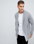 Burton Menswear Shawl Cardigan In Light Gray - Gray