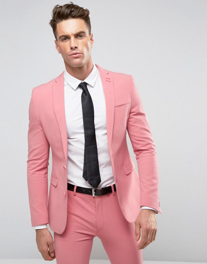 Asos Super Skinny Suit Jacket In Mid Pink - Pink