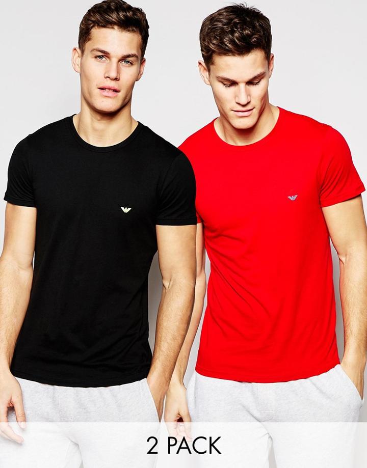 Emporio Armani Crew Neck T-shirts In Slim Fit 2 Pack - Multi