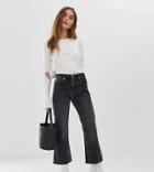 Asos Design Petite Egerton Rigid Cropped Flare Jeans In Washed Black With Zip Fly Detail - Black