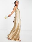 Pretty Lavish Keisha Cowl Neck Maxi Dress In Matte Bronze-brown