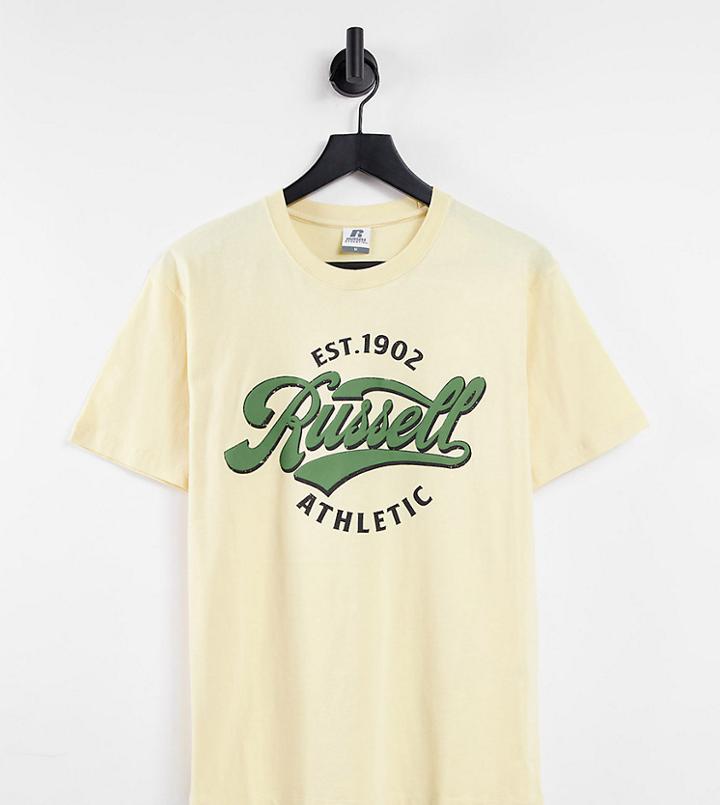 Russell Athletic Plus Crew Neck T-shirt In Italian Straw-navy