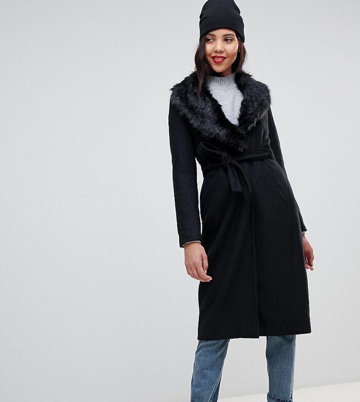Brave Soul Tall Ada Long Coat - Black