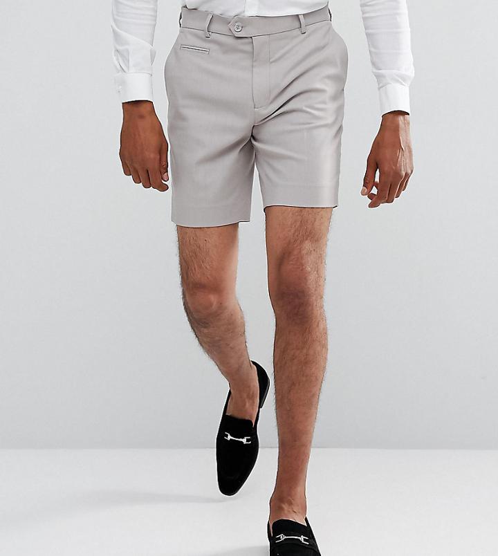 Asos Design Plus Mid Short In Ice Gray - Gray