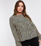 Asos Design Curve Long Sleeve Smock Top In Leopard Print-multi