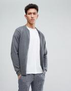 Threadbare Knitted Bomber Zip Through - Gray