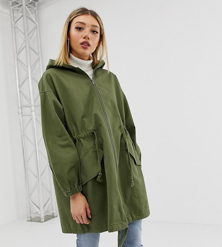 Asos Design Petite Lightweight Parka - Green