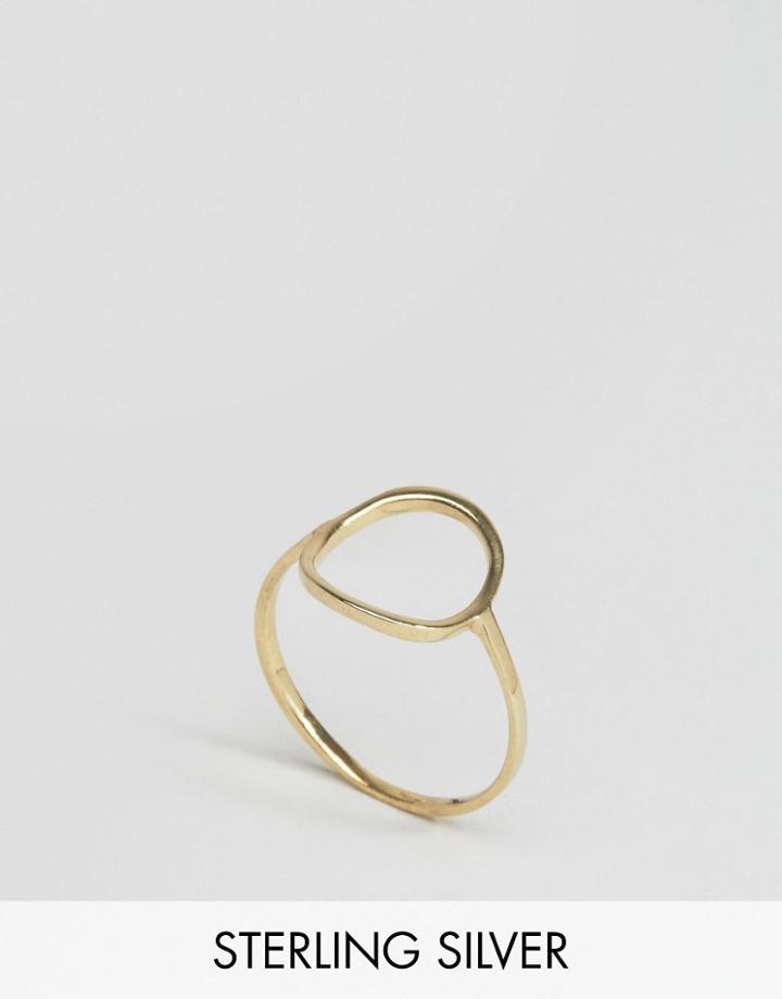 Asos Gold Plated Sterling Silver Open Circle Ring - Gold Plated