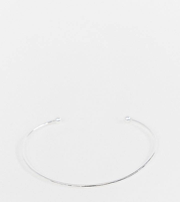 Asos Design Sterling Silver Cuff Braclet With Fine Ball Detail - Silver