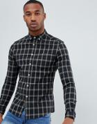Asos Design Skinny Check Shirt In Black - Black