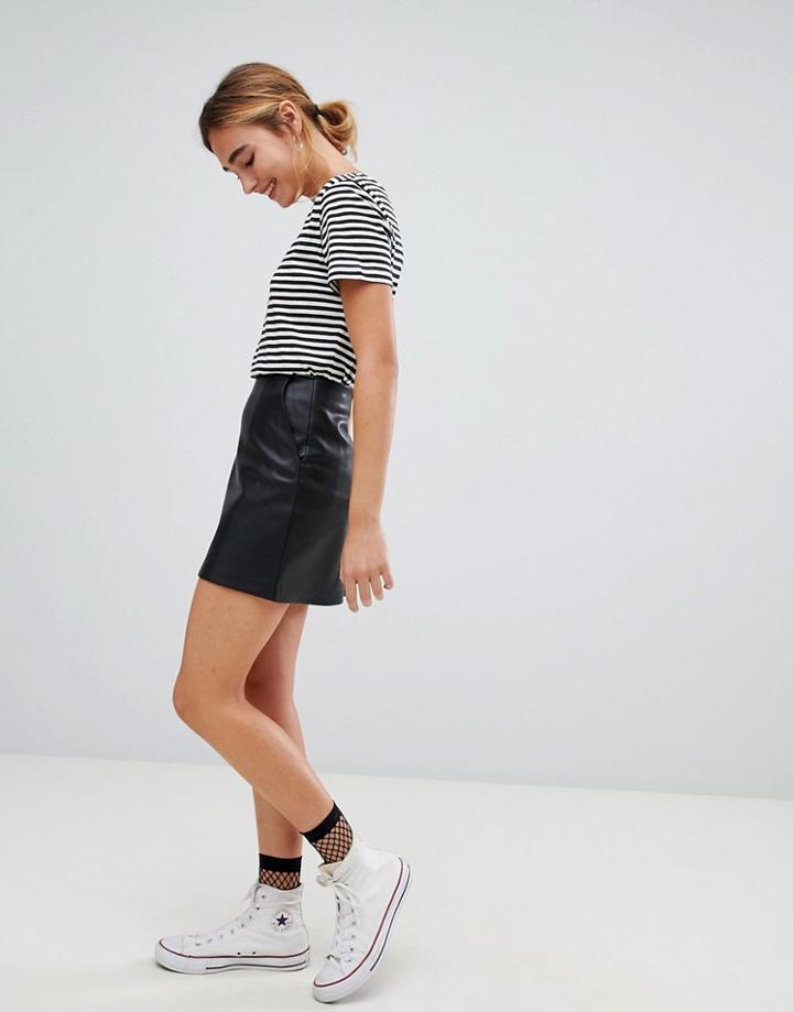 Pull & Bear Basic Pu Skirt - Black