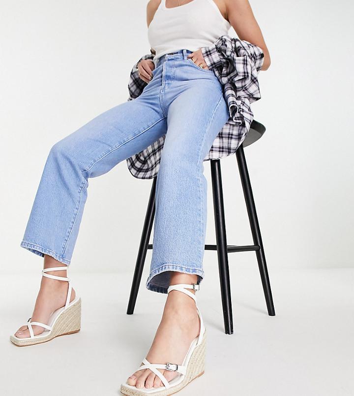 Topshop Wide Fit Wilma High Espadrille Wedge In White
